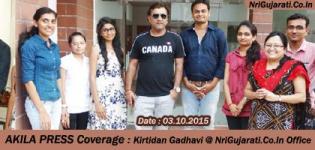 AKILA Press Coverage on 03.10.2015 - Kirtidan Gadhavi @ NriGujarati.Co.In Office
