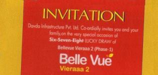Invitation on Launching of Belle Vue 2 by Davda Infrastructure