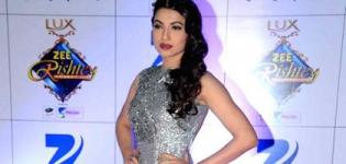 Bollywood Actress Gauhar Khan Hot Latest Pics in Silver High Thigh Slit Cut One Piece Dress