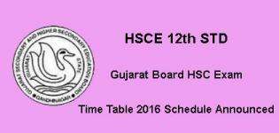 GSEB 12th STD - Gujarat Board HSC Commerce Exam Time Table 2016 Schedule Announced