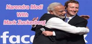 Indian PM Narendra Modi meets Facebook CEO Mark Zuckerberg at its Headquarter Menlo Park California USA