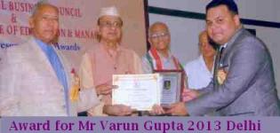 Rajiv Gandhi Excellence Award for CA Varun Gupta