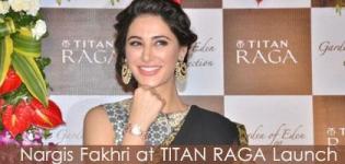 Nargis Fakhri in Black Saree & Sleeveless Blouse Launches TITAN RAGA Garden of Eden Collection 2014