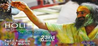 Holi 2016 with Sri Sri Ravi Shankar on 23rd March at Art of Living International Ashram Bangalore