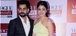 Anushka Sharma in Yellow Dress Photos with Virat Kohli at Vogue Beauty Awards 2015