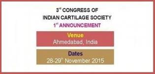 3rd Congress of Indian Cartilage Society in Ahmedabad from 28 & 29 November 2015