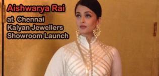 Aishwarya Rai Bachchan in Ivory Golden Anarkali Dress for Kalyan Jewellers Chennai Showroom Launch