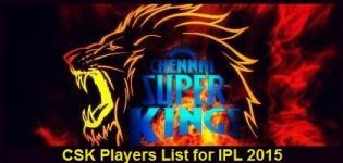 Chennai Super Kings Team Members Names 2015 - CSK Pepsi IPL 8 Players List