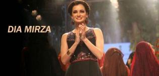 Dia Mirza in Traditional Gujarati Crafted Embroidered Work Black One Piece Evening Gown Dress