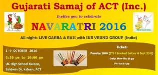 Gujarati Samaj of ACT Presents Navaratri 2016 in Canberra at UC High School Kaleen