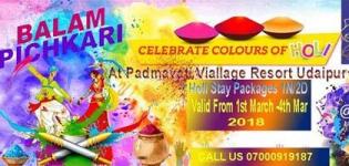 Holi Celebration Event 2018 in Udaipur Rajasthan at Padmavati Village Resort