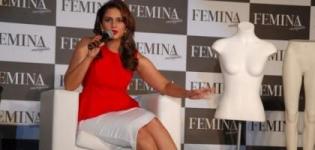 Huma Qureshi Unveils Latest Femina Magazine Issue 2014 in Red Top and White Shorts