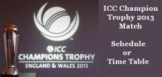 ICC Champion Trophy 2013 Match Schedule Time Table in PDF Excel Free Download