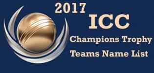 ICC Champions Trophy 2017 Teams Names List