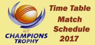 ICC Champions Trophy 2017 Time Table - Match Schedule and Dates