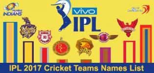 IPL 2017 Season 10 Cricket Teams Names List