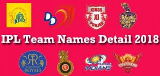 IPL 2018 Cricket Matches Teams Names Details