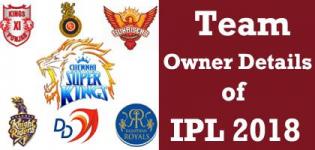 IPL 2018 Season 11 Cricket Match Team Owner Name and Details