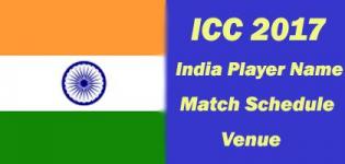 India ICC Champions Trophy 2017 Team Players Name - Match Schedule and Venue Details