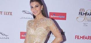 Jacqueline Fernandez in Cream Transparent Gown at Filmfare Glamour Style Awards 2015