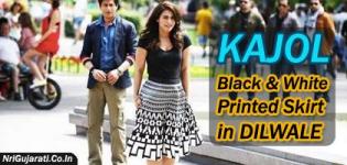 Kajol Skirt in DILWALE Movie 2015 Latest Photos - Kajol in Black and White Printed Skirt Pics New Images