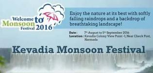 Kevadia Monsoon Festival 2016 in Narmada District Gujarat from 7th August to 5th September