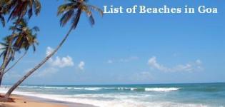 List of Beaches in Goa - All Total Sea Beaches Name in North and South Goa India