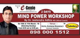 Mind Power Workshop 2018 in Vadodara at Hotel Express Residency by Dr. Jeetendra Adhia