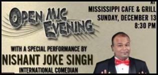 Mississippi Cafe presents Ahmedabad Komedians Open Mic Evening with Nishant Joke Singh