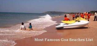 Most Famous Goa Beaches List - Best Well Known and Popular Beaches in North and South Goa India