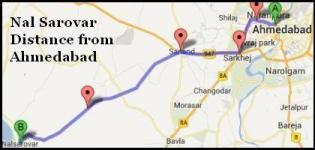 Nal Sarovar Route - Distance from Ahmedabad