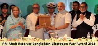 PM Modi Receives Bangladesh Liberation War Award 2015 on Behalf of Past PM Atal Bihari Vajpayee