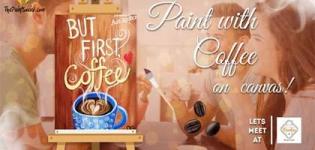 Painting with Coffee on Canvas 2018 in Surat - Paint Party at Moodies Restro Cafe