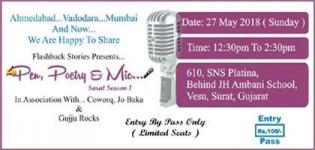 Pen, Poetry and Mic for the First Time in Surat Date and Venue Details for the Event