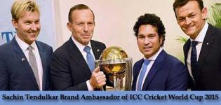 Sachin Tendulkar Brand Ambassador for ICC CRICKET WORLD CUP 2015 - December 2014 News