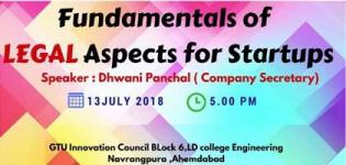 Seminar on Fundamentals of Legal Aspects for the New Startups arranged in Ahmedabad