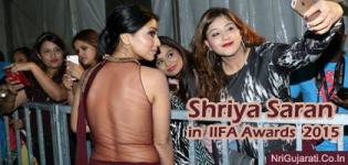 Shriya Saran in Transparent Backless Maroon Dress Photos Hot Pics at IIFA Awards 2015