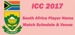 South Africa ICC Champions Trophy 2017 Team Squad Name - Match Schedule and Venue Details