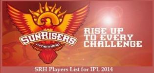 Sunrisers Hyderabad Team Members Names 2014 - Pepsi IPL 7 SRH Team Players List
