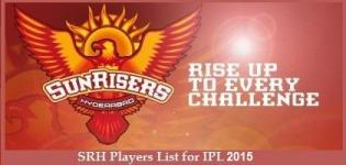 Sunrisers Hyderabad Team Members Names 2015 - Pepsi IPL 8 SRH Team Players List