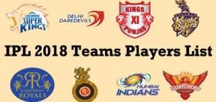 VIVO IPL 2018 Cricket Match Teams Players Name List