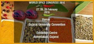 World Spice Congress 2016 in Ahmedabad from 27th to 29th February